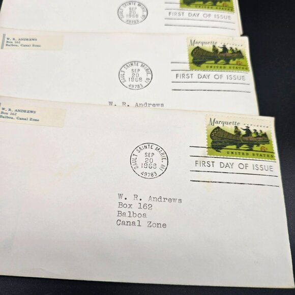 1968 First Day Of Issue Marquette Explorer US 6¢ Stamps On Envelopes LI3018 - Picture 2 of 6